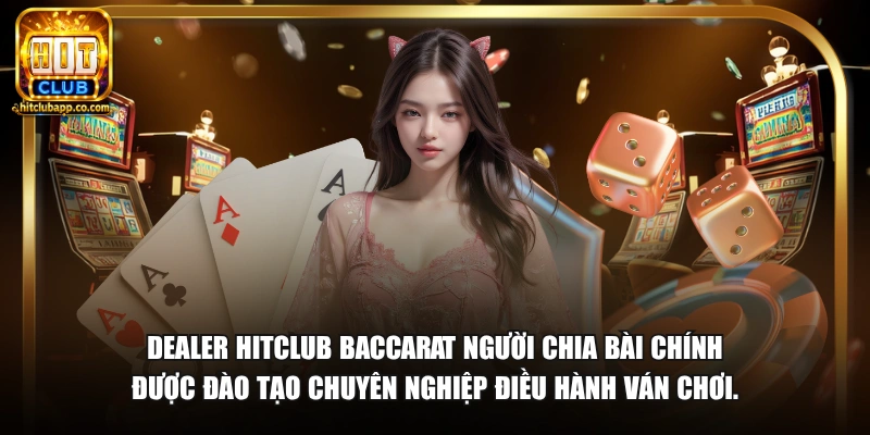 Dealer HitClub baccarat người chia bài chính được đào tạo chuyên nghiệp điều hành ván chơi.